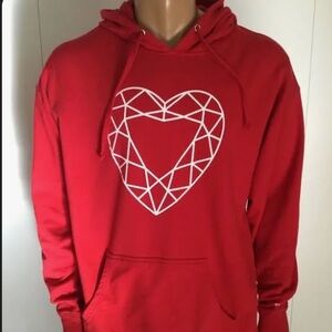 Diamond Supply Co Heart Logo Hoodie Sz Mens L BNWT Red/ White Skater rare design
